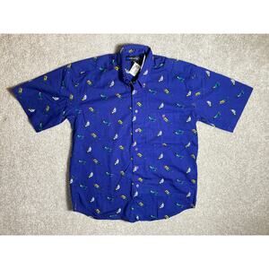 VTG Architect New Old Stock Mens Button Up Shirt Blue Golfers  Size M Cotton NWT